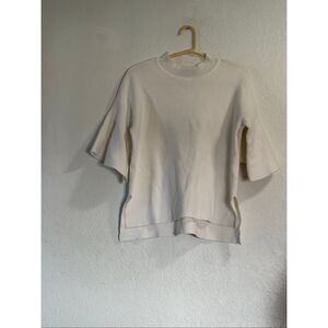 Sundays in Brooklyn Anthropologie White Flutter Sleeve Sweater XS